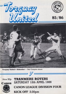 Torquay United v Tranmere Rovers Match Programme 1986-04-12